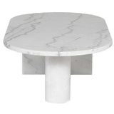 Stories Coffee Table, White Marble/White Marble Base