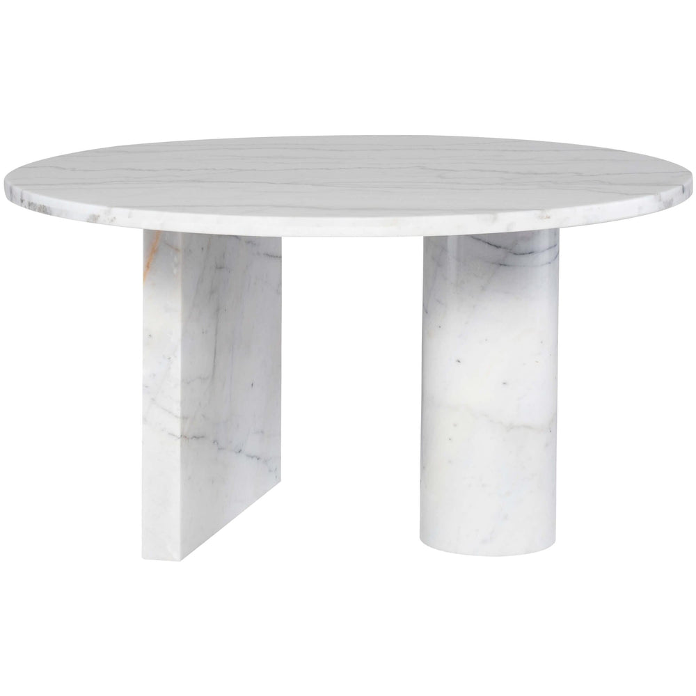 Stories 55" Round Dining Table, White Marble/White Marble Base