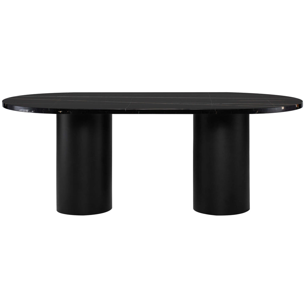 Ande Oval Dining Table, Noir Marble/Matte Black Base