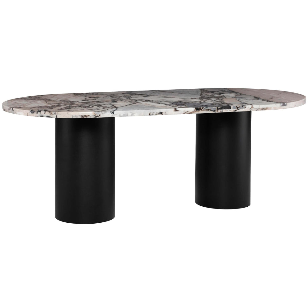 Ande Oval Dining Table, Luna Marble/Matte Black Base