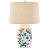 Yazmeen Table Lamp, Aged Brass/Cderamic Whitney Floral