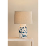 Yazmeen Table Lamp, Aged Brass/Cderamic Whitney Floral