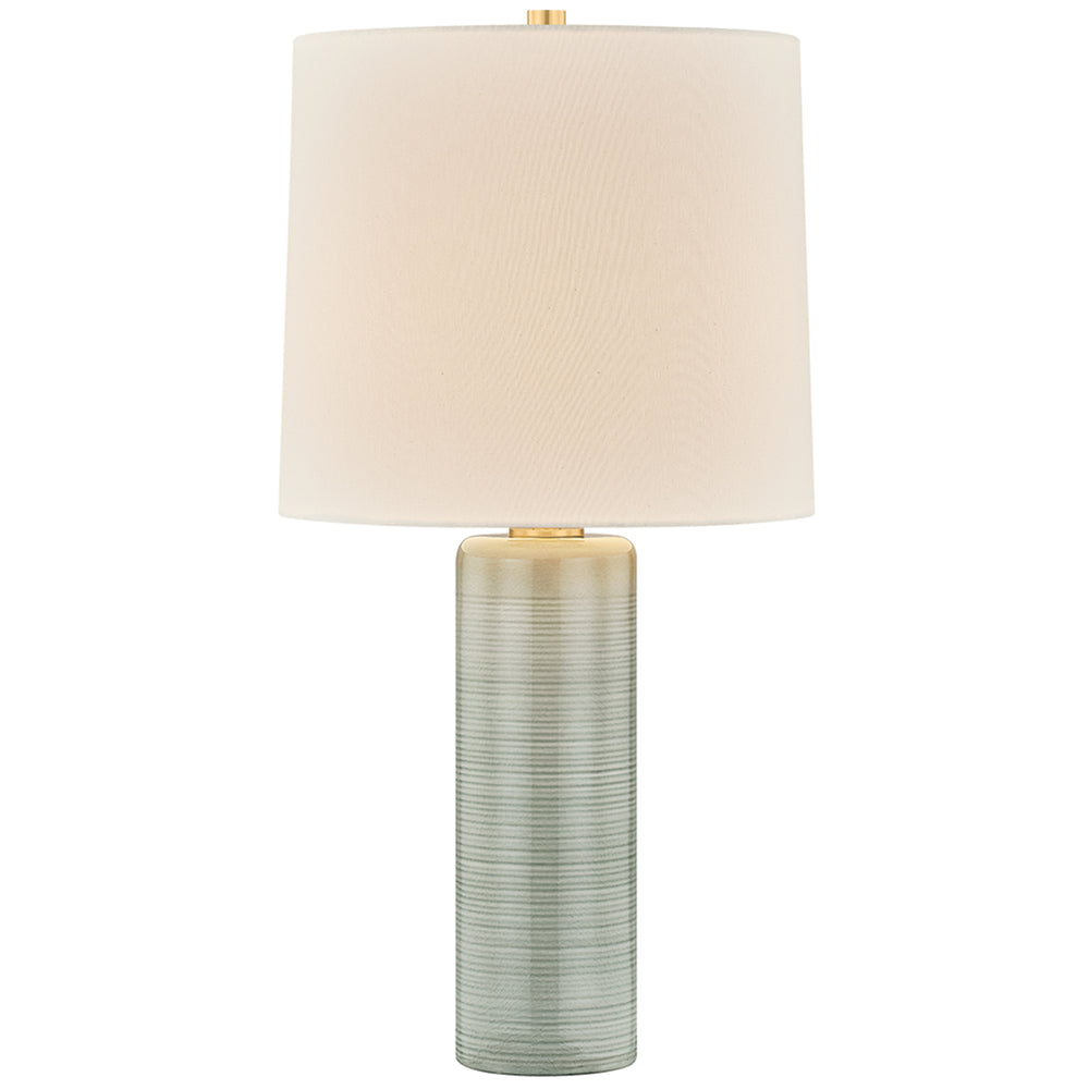 Tuva Table Lamp, Aged Brass/Ceramic Silver Lake