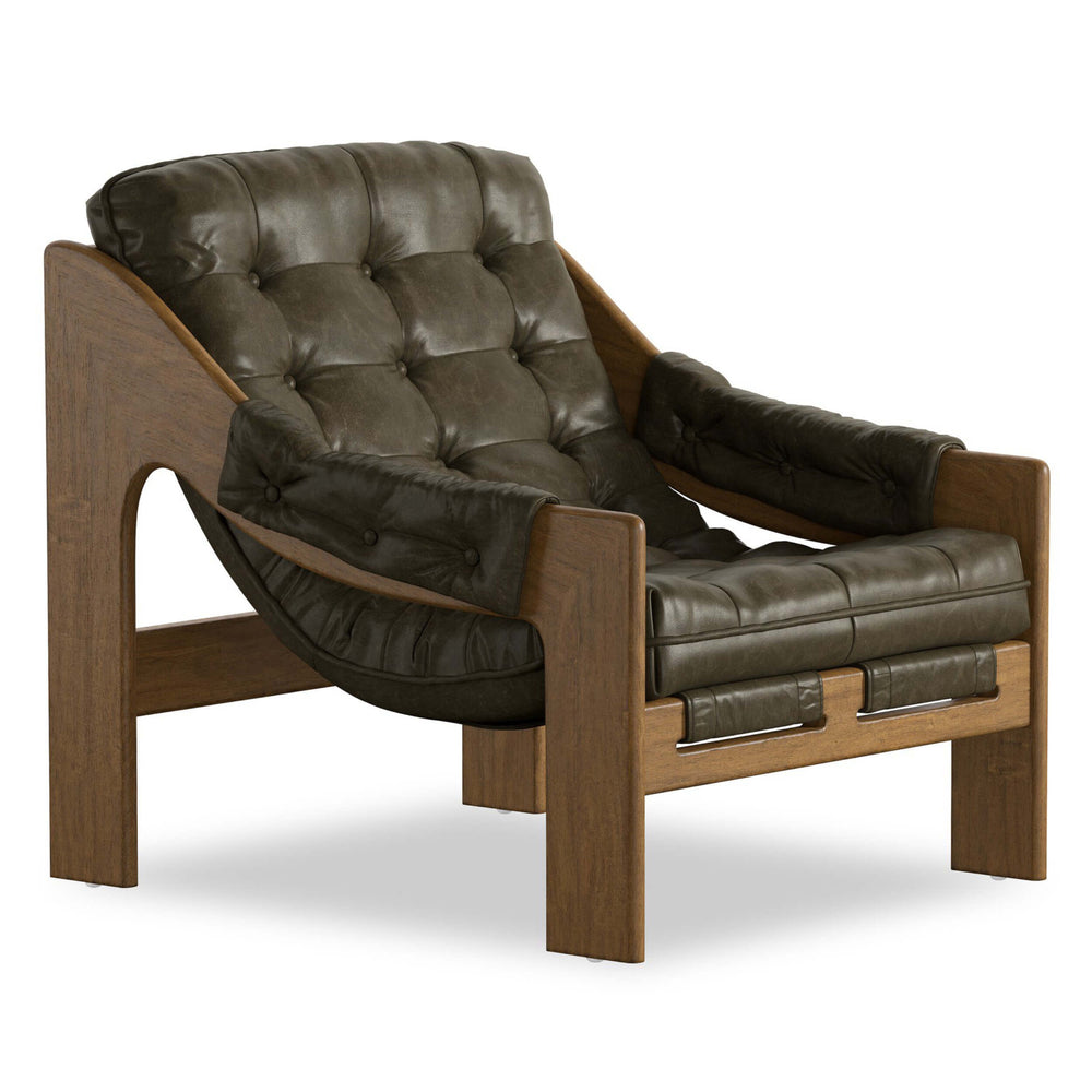 Halston Leather Chair, Dulane Moss by Four Hands-Furniture - Chair-High Fashion Home