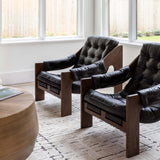 Halston Leather Chair, Heirloom Black by Four Hands