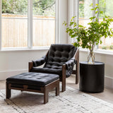 Halston Leather Chair, Heirloom Black by Four Hands