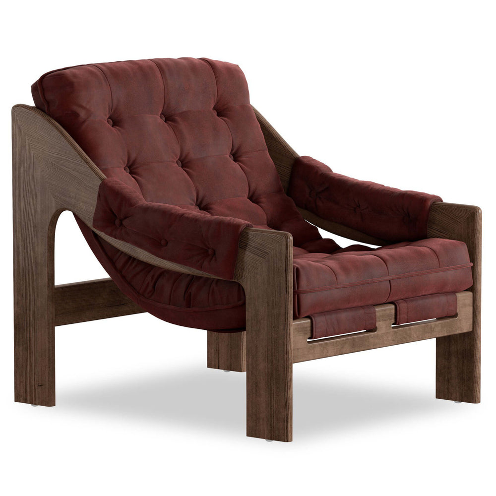Halston Leather Chair, Nubuck Burgundy by Four Hands