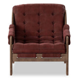 Halston Leather Chair, Nubuck Burgundy by Four Hands