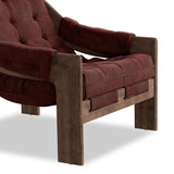 Halston Leather Chair, Nubuck Burgundy by Four Hands