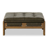 Halston Leather Ottoman, Dulane Moss by Four Hands-Furniture - Chair-High Fashion Home