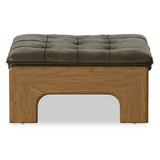 Halston Leather Ottoman, Dulane Moss by Four Hands-Furniture - Chair-High Fashion Home