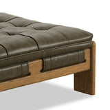 Halston Leather Ottoman, Dulane Moss by Four Hands-Furniture - Chair-High Fashion Home