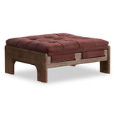 Halston Leather Ottoman, Nubuck Burgundy by Four Hands