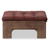 Halston Leather Ottoman, Nubuck Burgundy by Four Hands