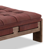 Halston Leather Ottoman, Nubuck Burgundy by Four Hands
