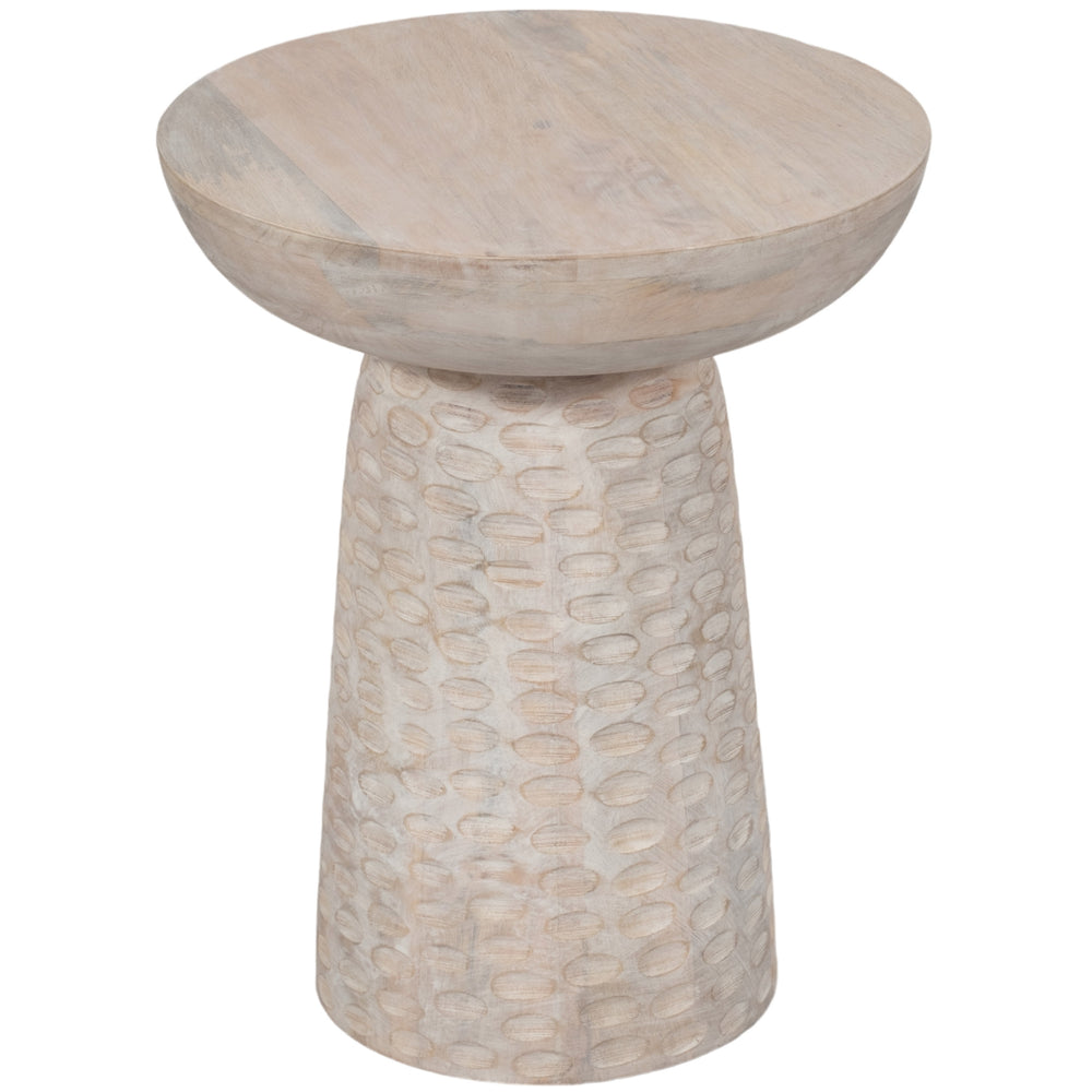 Hammered Base Accent Table, White Wash