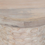Hammered Base Accent Table, White Wash