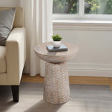 Hammered Base Accent Table, White Wash