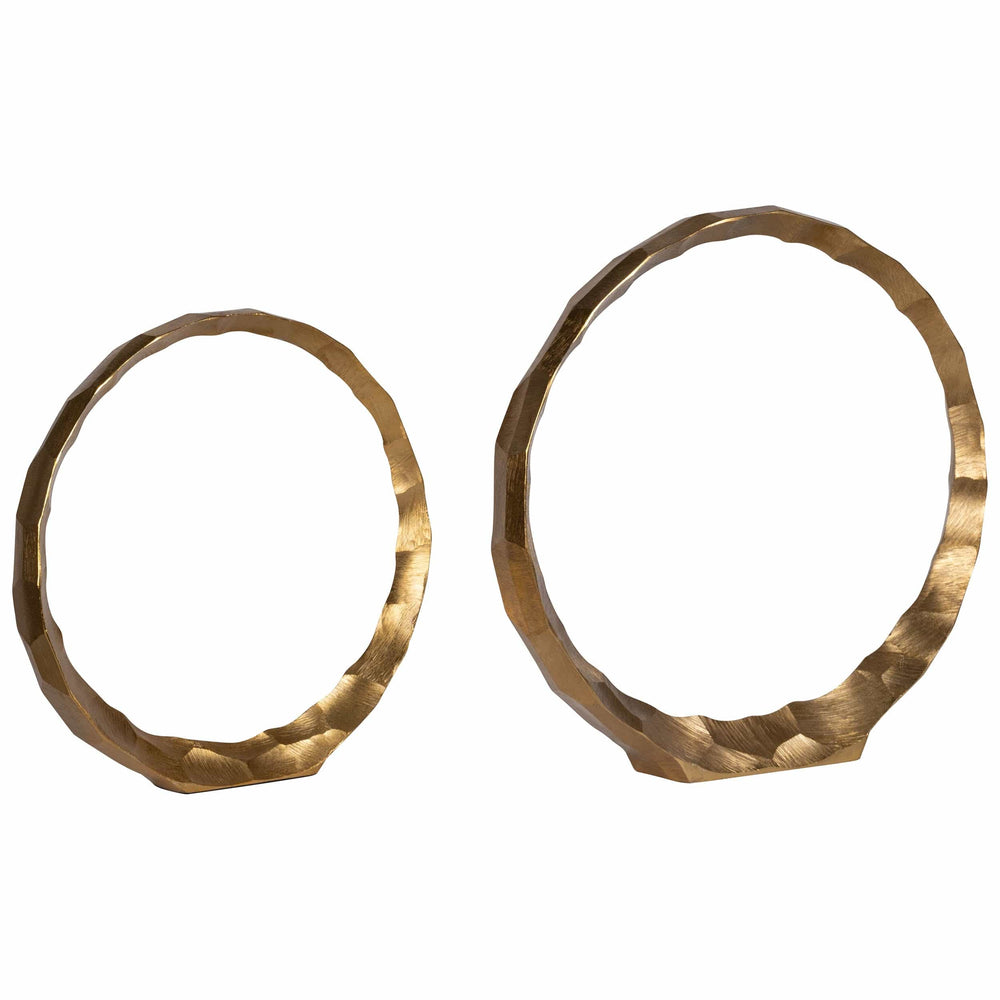 Hammered Decorative Rings, Gold, Set of 2-Accessories-High Fashion Home