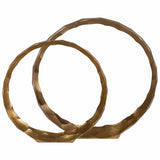 Hammered Decorative Rings, Gold, Set of 2-Accessories-High Fashion Home