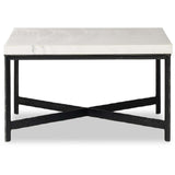 Hammered Iron Coffee Table, White Marble