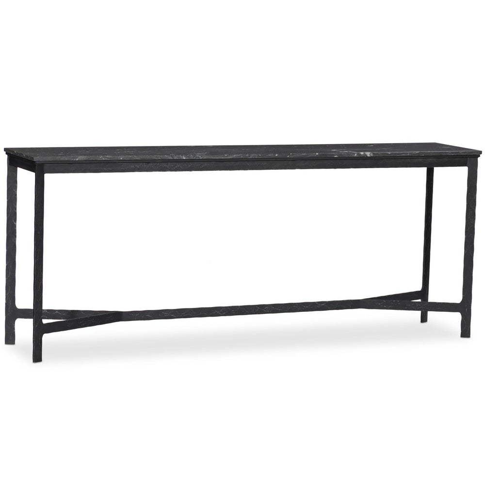 Hammered Iron Console Table, Charcoal Marble/Black by Four Hands