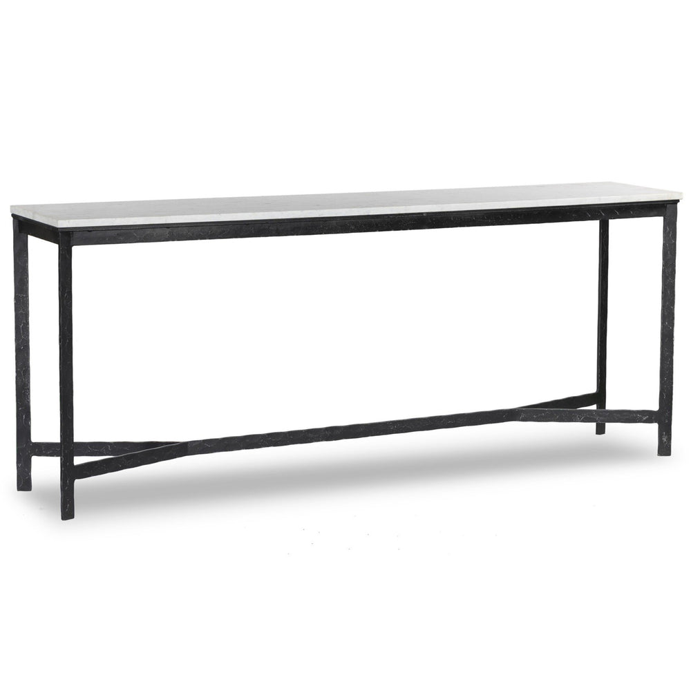 Hammered Iron Console Table, White Marble/Black by Four Hands-Furniture - Accent Tables-High Fashion Home