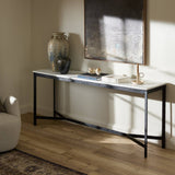 Hammered Iron Console Table, White Marble/Black by Four Hands-Furniture - Accent Tables-High Fashion Home