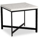 Hammered Iron End Table, White Marble