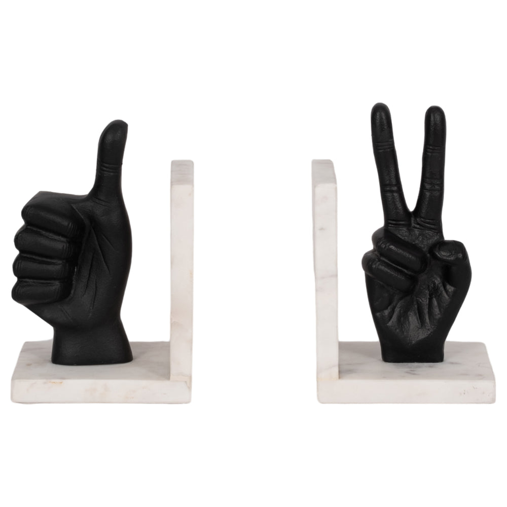 Hand Sign Bookends, Black-Accessories-High Fashion Home