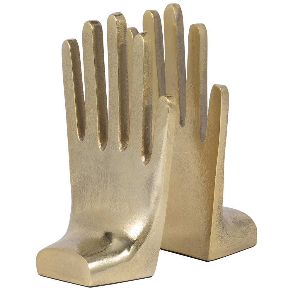 Hands Bookends, Gold, Set of 2