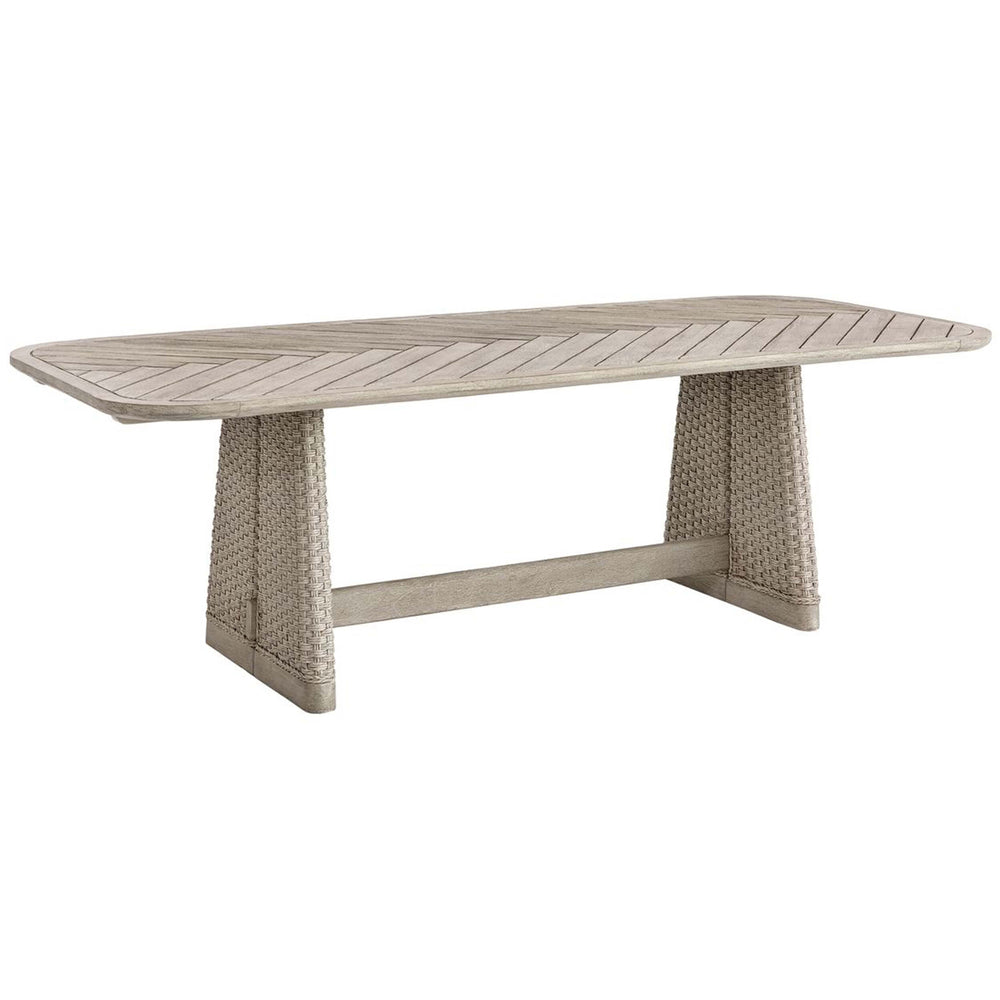 Harbor Herringbone Outdoor Dining Table, Cerused Wheat