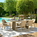 Harbor Herringbone Outdoor Dining Table, Cerused Wheat