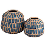 Harmon Vases, Blue, Set of 2-Accessories-High Fashion Home