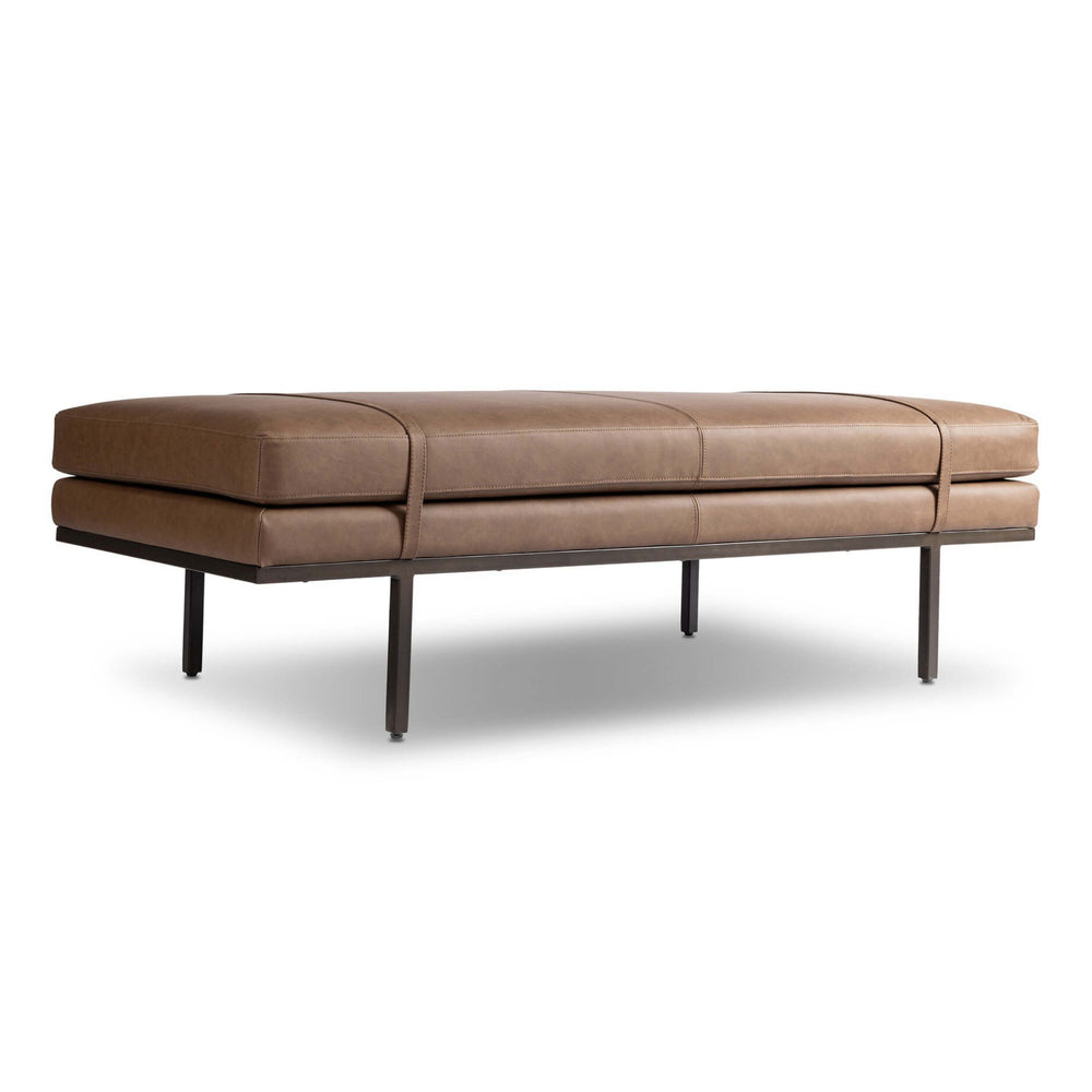 Harris Leather Accent Bench, Maestro Cigar by Four Hands-Furniture - Benches-High Fashion Home
