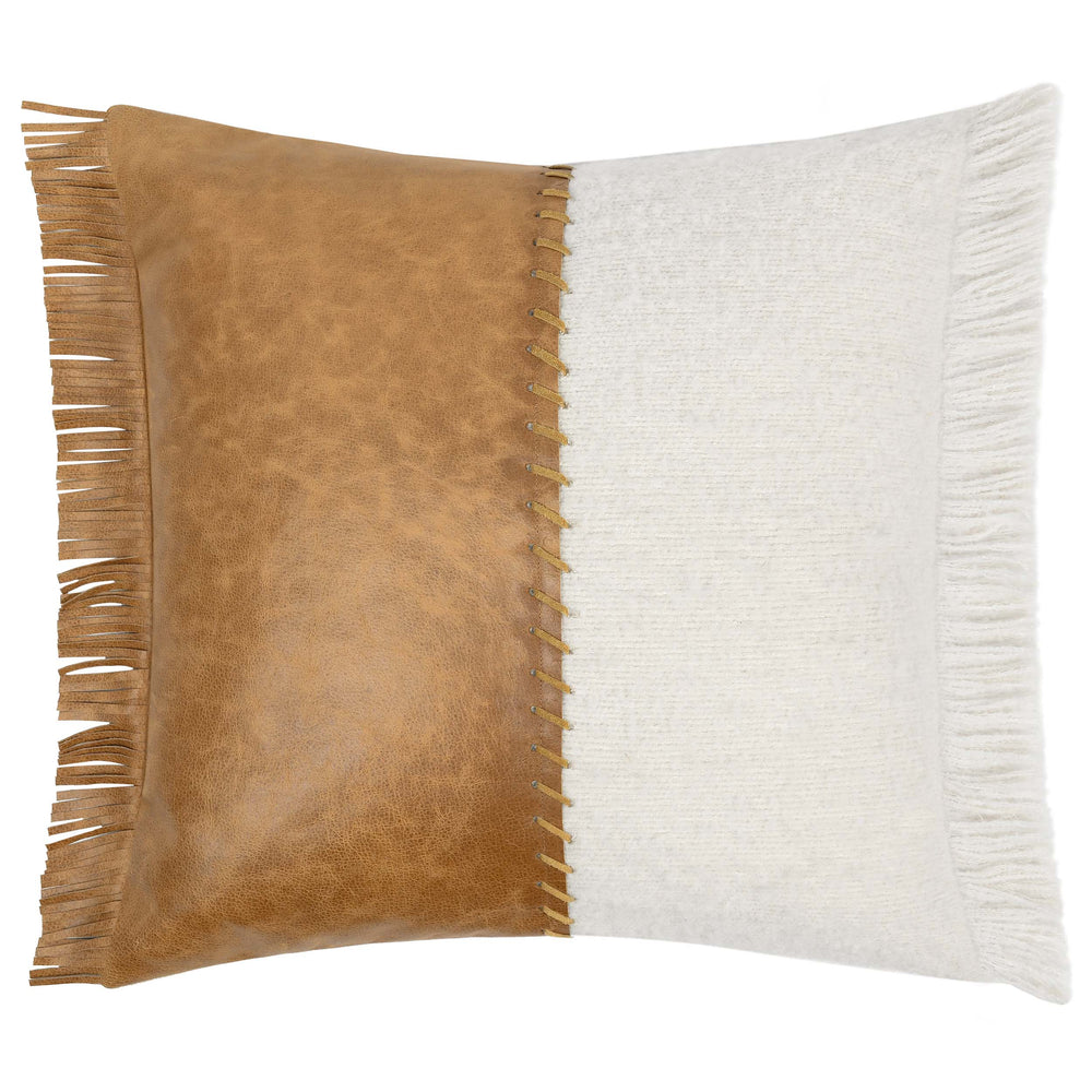 Harris Leather Pillow, Chestnut/Ivory-Accessories-High Fashion Home
