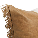 Harris Leather Pillow, Chestnut/Ivory-Accessories-High Fashion Home