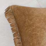 Harris Leather Pillow, Chestnut/Ivory-Accessories-High Fashion Home