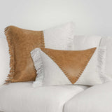 Harris Leather Pillow, Chestnut/Ivory-Accessories-High Fashion Home