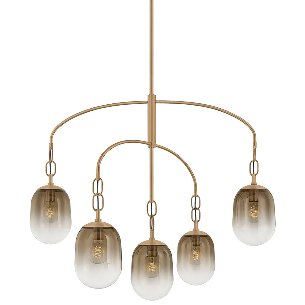 Harvey 5 Light Chandelier, Patina Brass