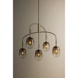 Harvey 5 Light Chandelier, Patina Brass