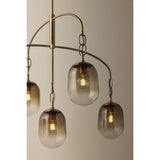 Harvey 5 Light Chandelier, Patina Brass
