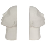 Heads Up Bookends, Textured White-Accessories-High Fashion Home