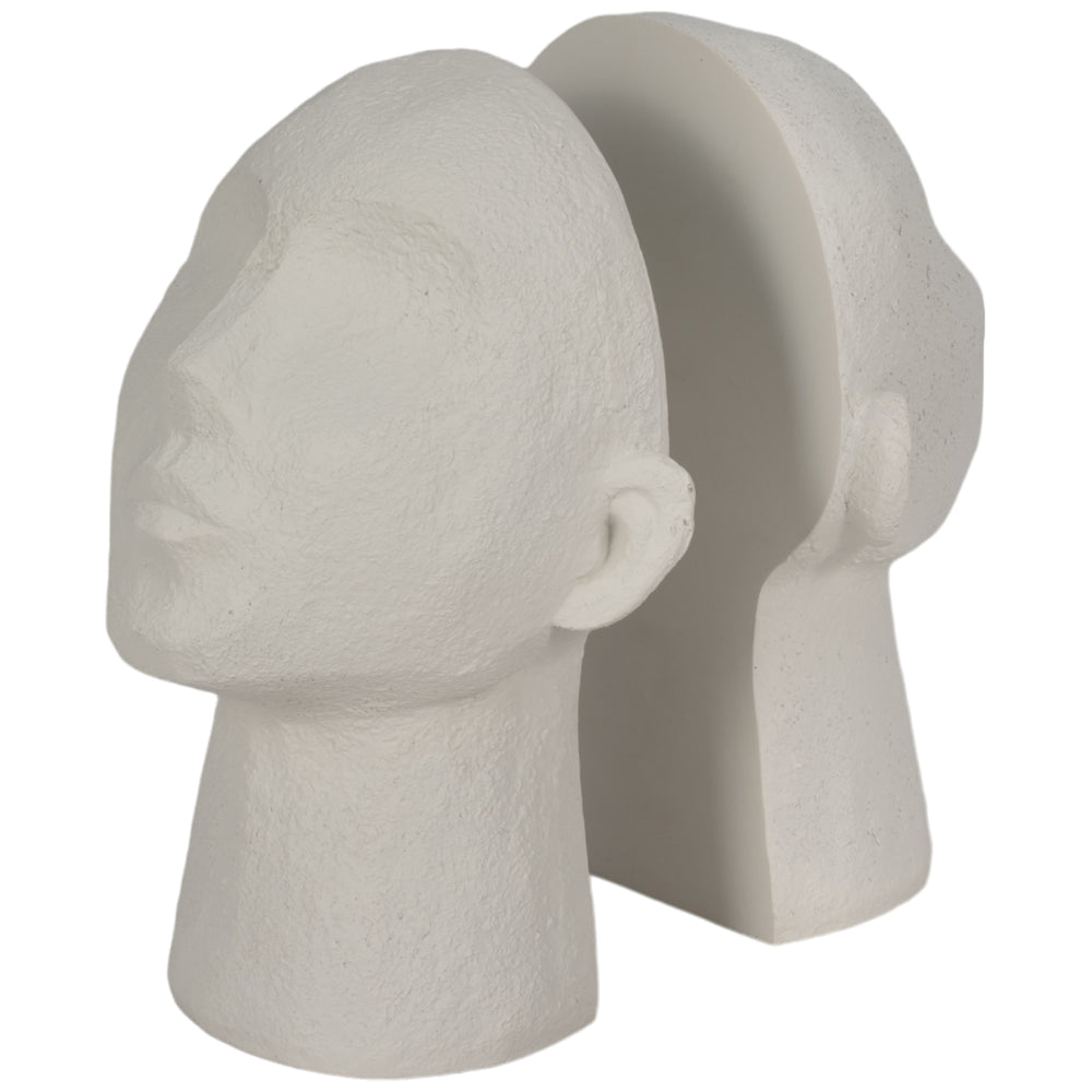 Heads Up Bookends, Textured White-Accessories-High Fashion Home