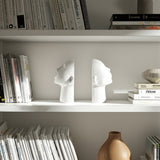 Heads Up Bookends, Textured White-Accessories-High Fashion Home