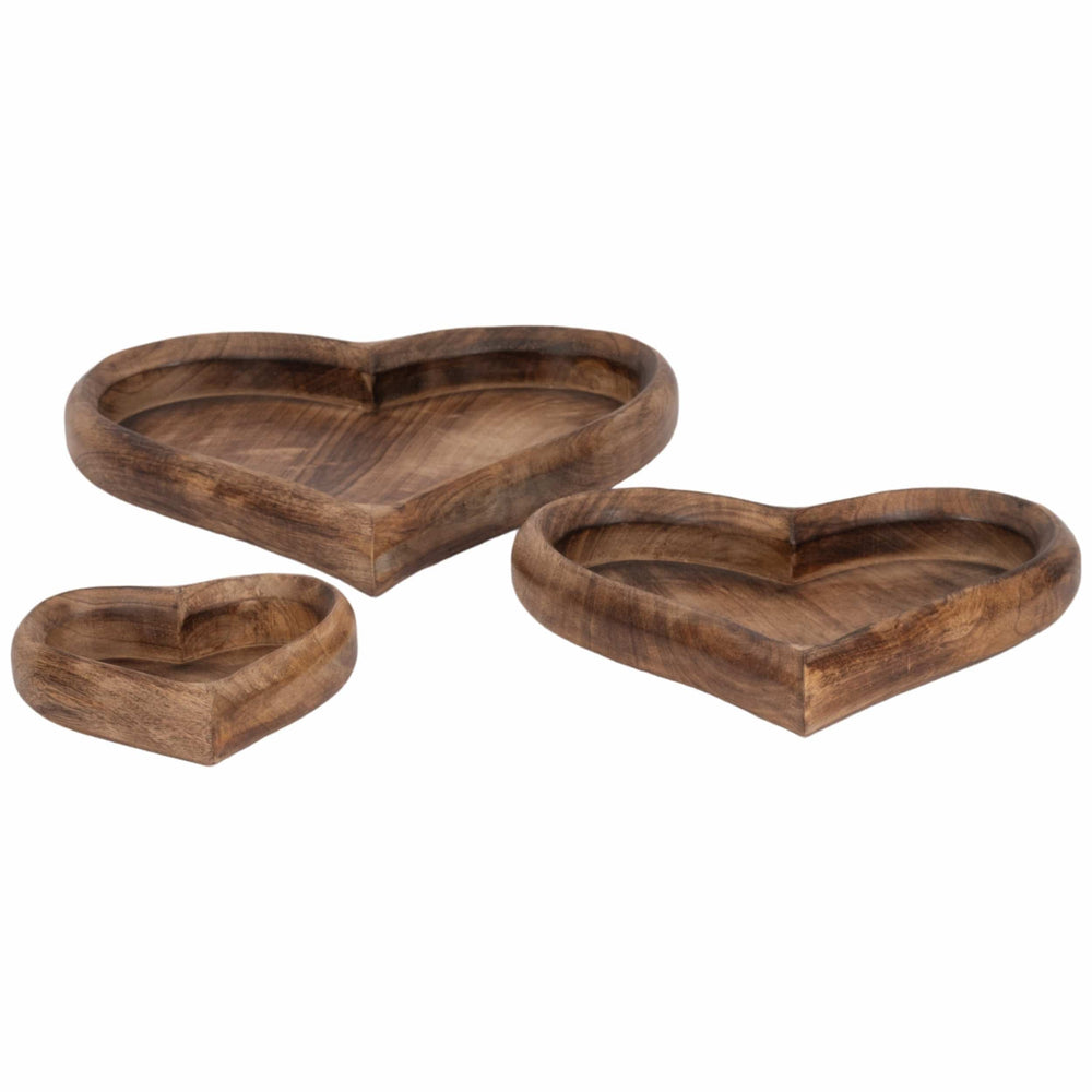 Heart Trays, Dark Brown, Set of 3-Accessories-High Fashion Home