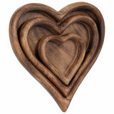 Heart Trays, Dark Brown, Set of 3-Accessories-High Fashion Home