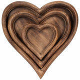 Heart Trays, Dark Brown, Set of 3-Accessories-High Fashion Home