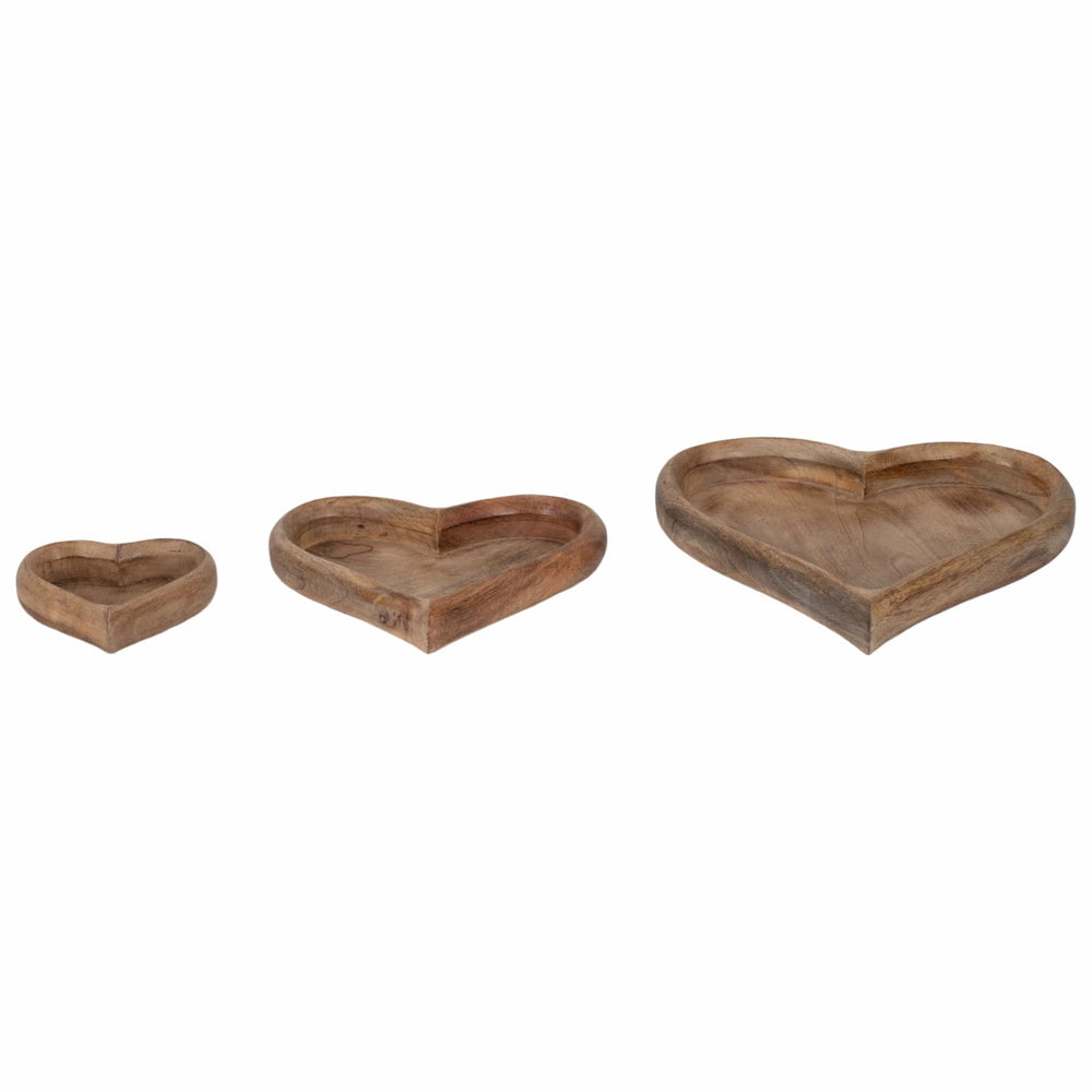 Heart Trays, Natural, Set of 3-Accessories-High Fashion Home