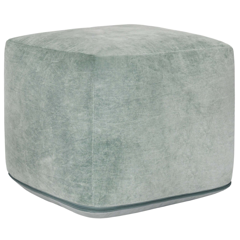 Heirloom Velvet Pouf, Bay Green-Furniture - Chairs-High Fashion Home